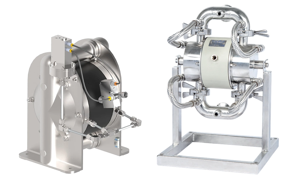 Diaphragm pump with barrier protection and hygienic diaphragm pump with heating jacket