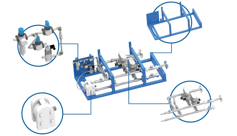 Tapflo SKID - customised process units. Main elements of Tapflo pumping SKID