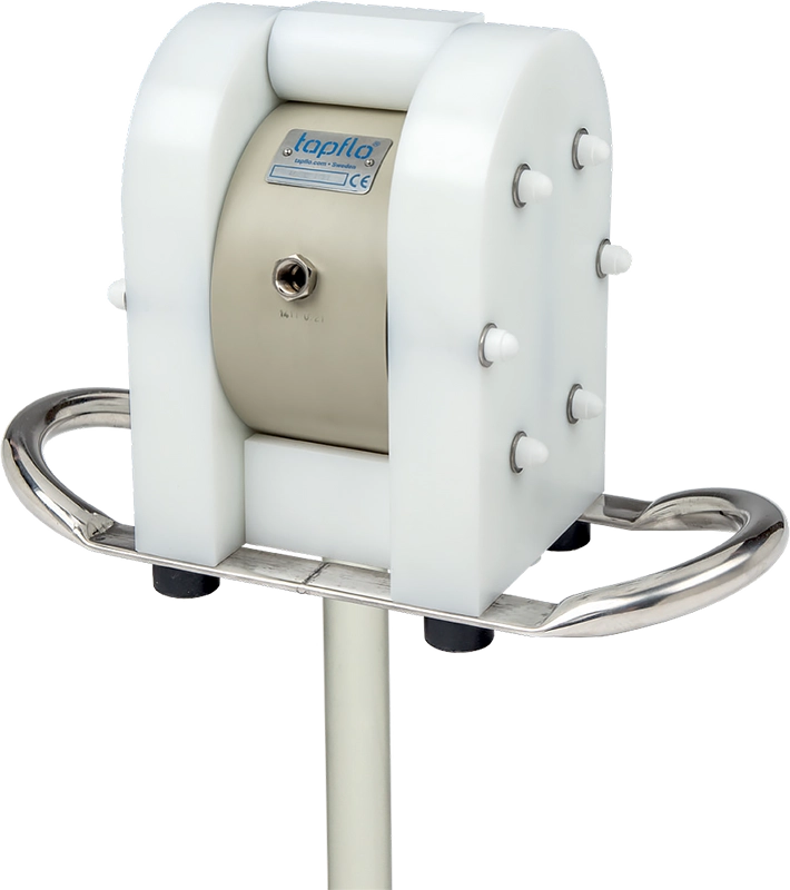Tapflo diaphragm drum pump with a handle in stainless steel AISI 316L