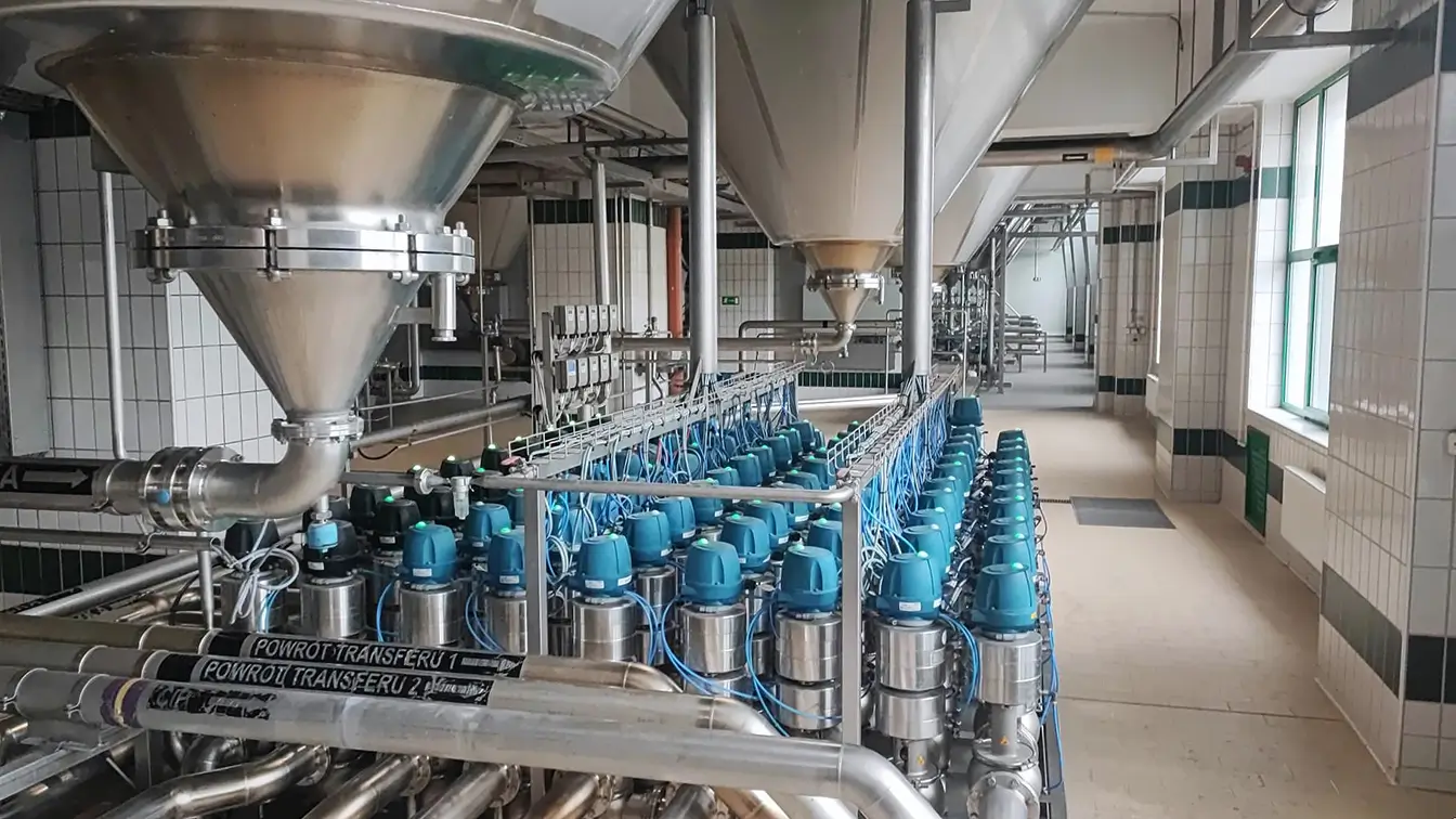Service of hygienic valves in the valve installation of a beer producer.
