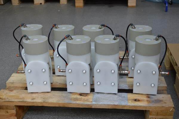 Diaphragm pump with built on pulsation dampener