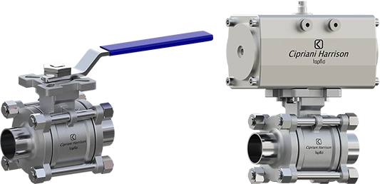 Hygienic pneumatic ball valves Cipriani Harrison seria 55. Overview