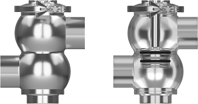 Single piece design of shut off and distribution valves Cipriani Harrison
