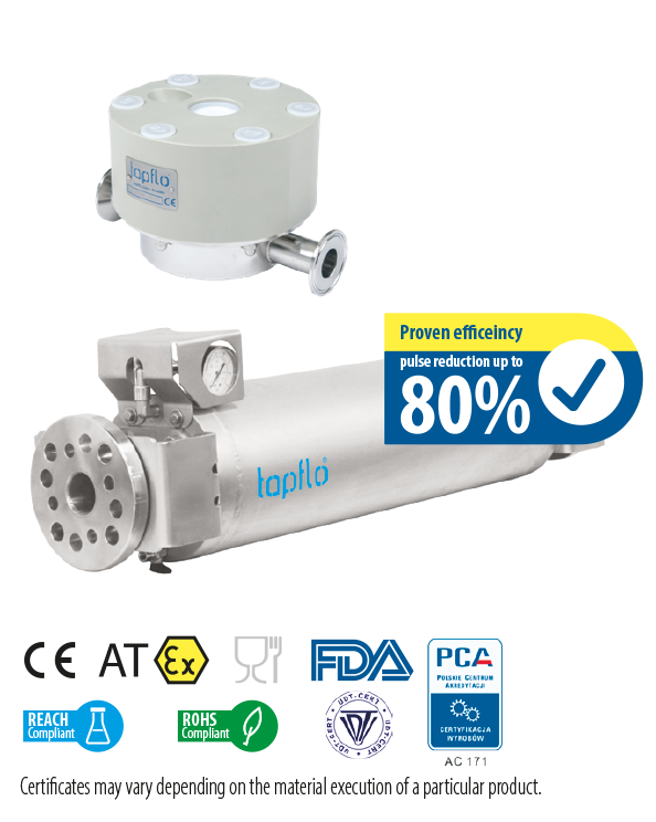 Hose pumps accessories. DT & DPT Pulsation dampener