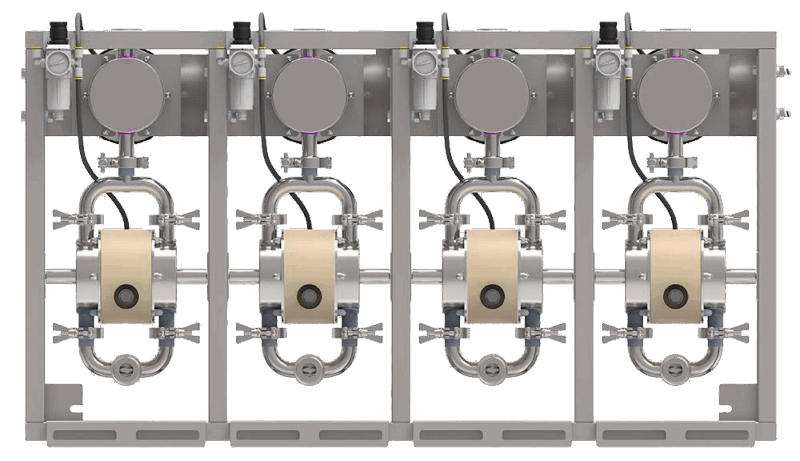 4x T80+DT80: assembled on a hygienic frame with removable drip pans.