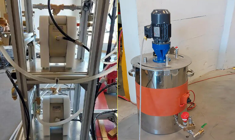 Pumps and agitator for a sprayer